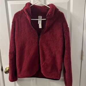 Victoria Secret PINK Teddy Bear Jacket- Maroon- Size Medium-NWT